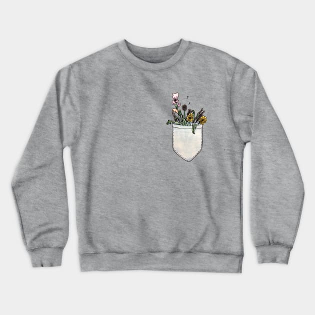 Pocket O' Flowers Crewneck Sweatshirt by DarlenebyDesign